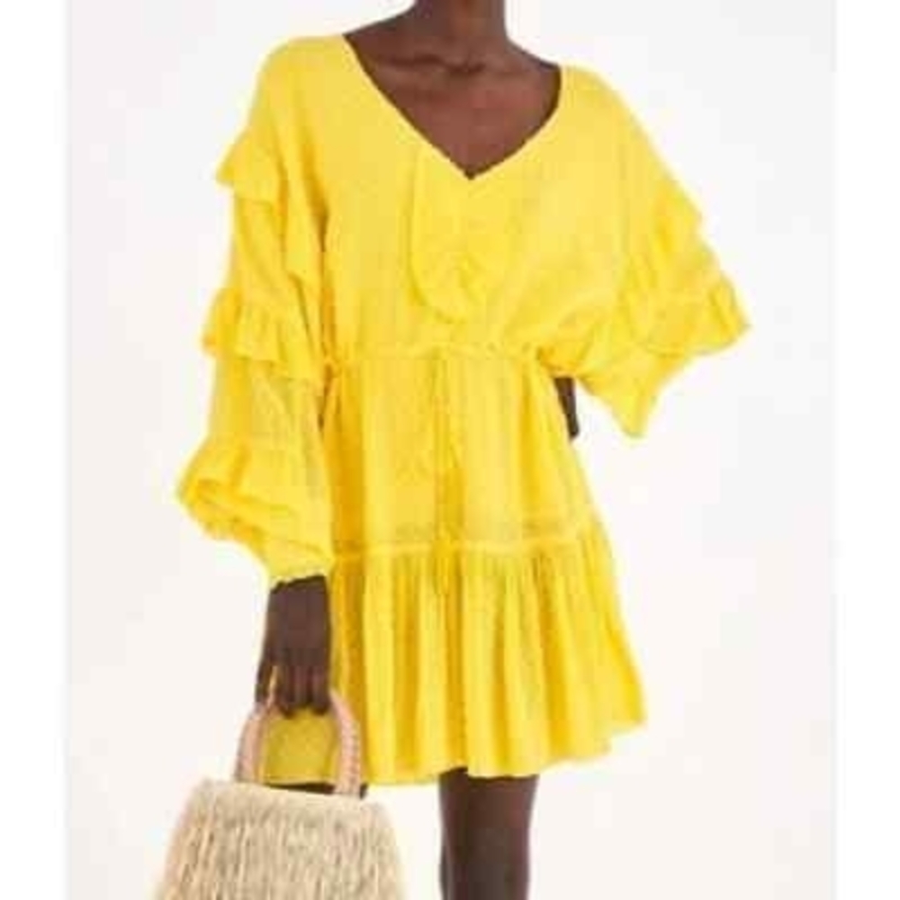 FARM Rio Canarias Ruffled Mini Dress